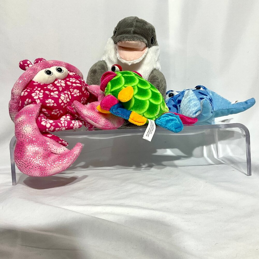 Bundle of 4 Sea Animal Plushes Sunburst Melissa & Doug Dolphin Starfish Ocean